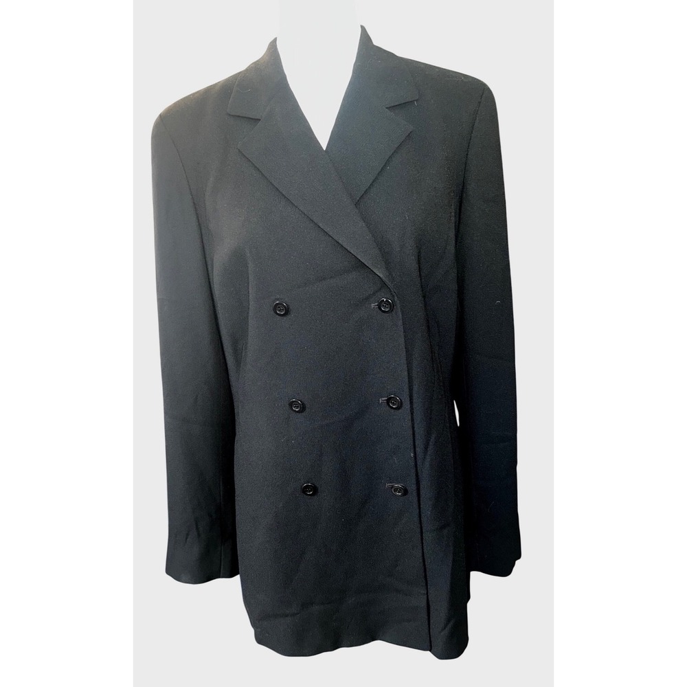 Liz Claiborne Collection Black Double Breasted Blazer Women Size 12 lightweight